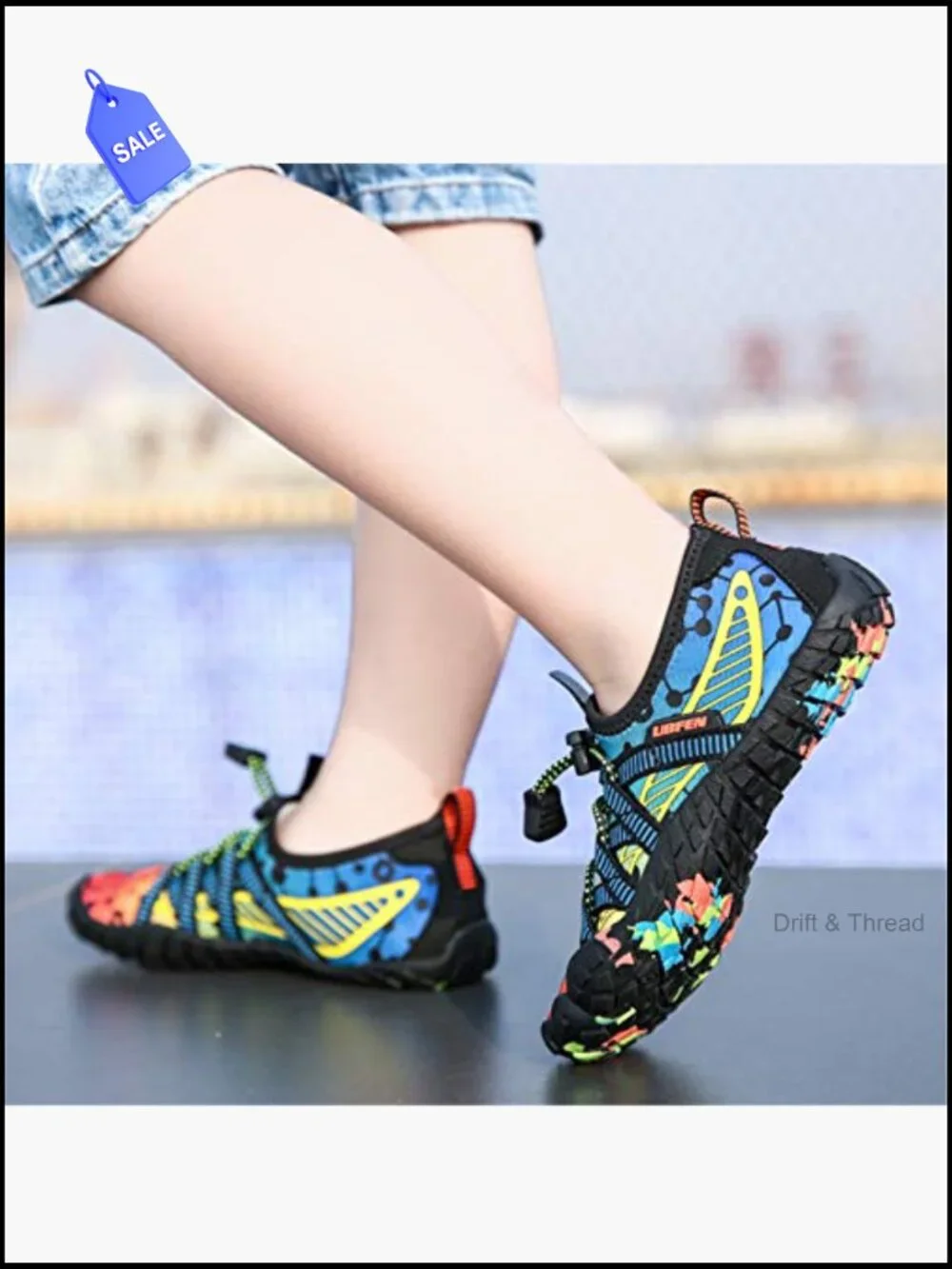 Kids Water Shoes Quick-Dry Swim Aqua Socks Lightweight Barefoot Hook & Loop